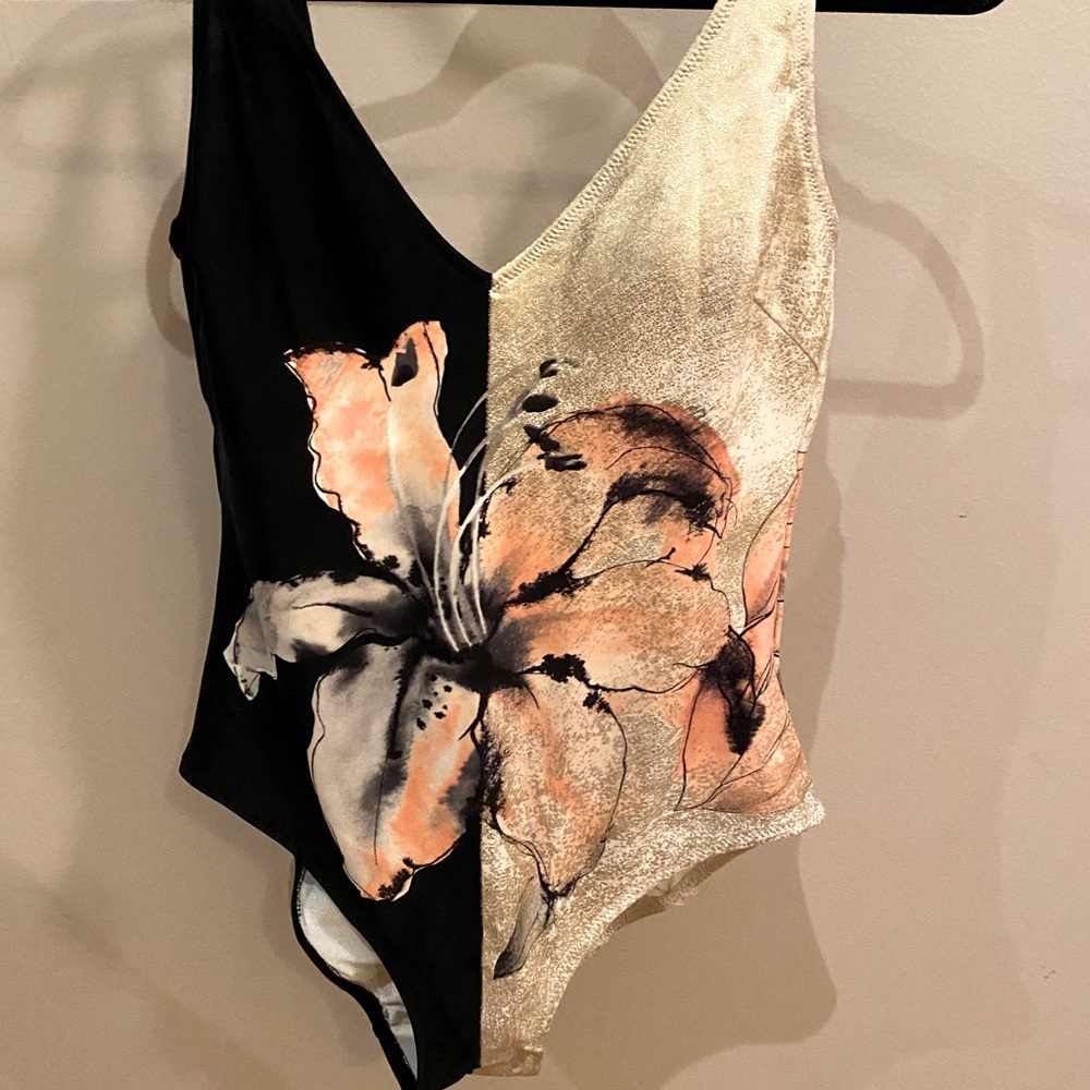 Floral/Gold Swimming Suit - image 1